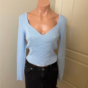 H&M Light Blue V-Neck Sweater Sz M